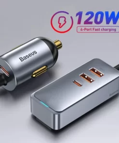 Baseus 4 Port 120W USB Car Quick Charger PPS, Multi-Port Fast Charging
