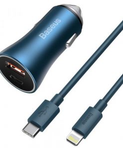 Baseus Metal 40W TypeC+USB Car Charger (with TypeC to Ip Cable)