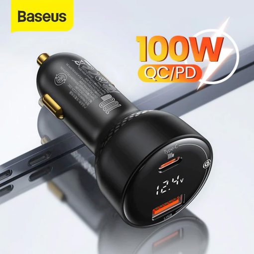 Baseus Superme Digital Display 100W PPS Dual Quick Charger Car Charger